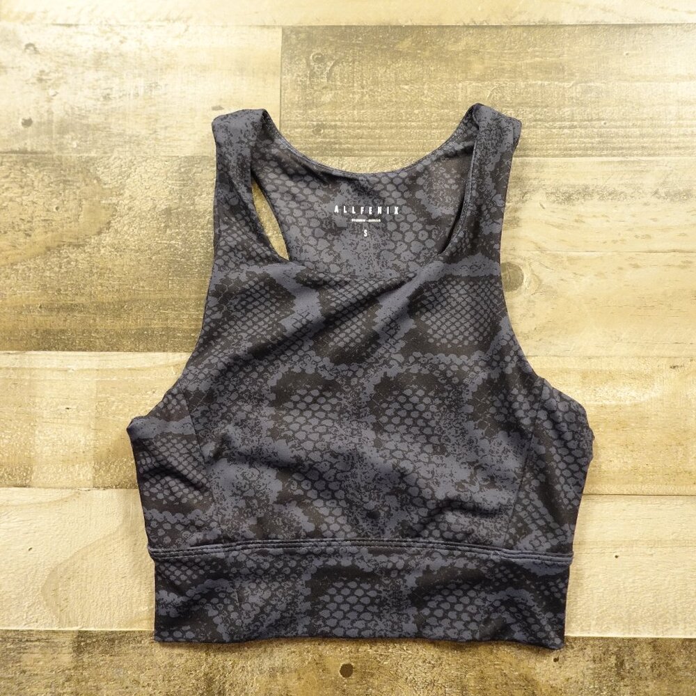 AllFenix Black‎ Snakeskin Print Racerback Sports Bra - Size S